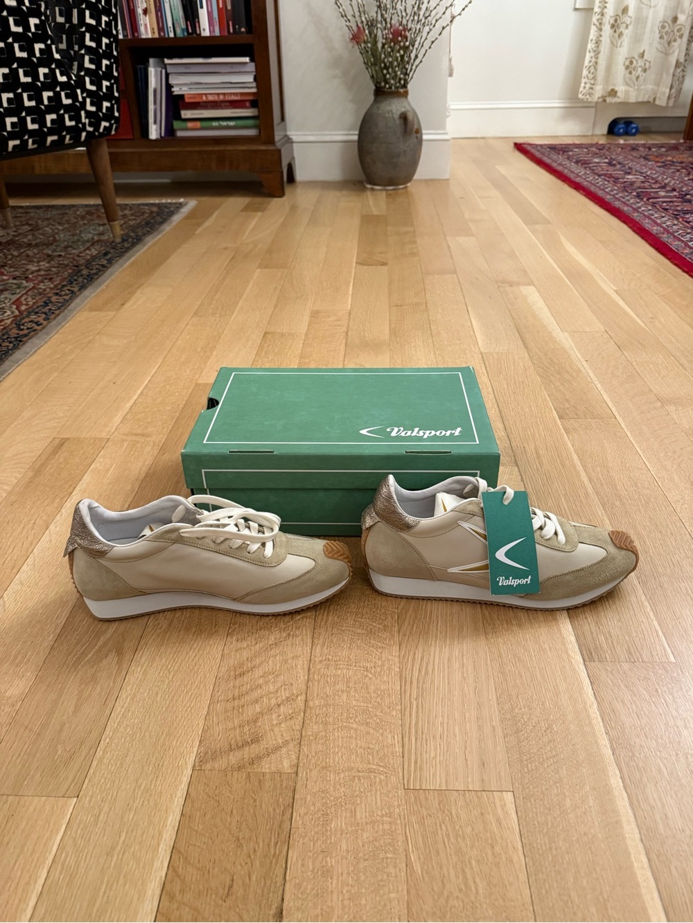 Valsport Beige & Cream Retro Runner Sneakers - Picture 5 of 9